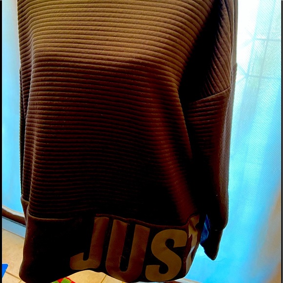 Nike Dri-Fit Black Ribbed Crew Neck Lg Pullover JUST DO IT Sweater - Picture 3 of 14